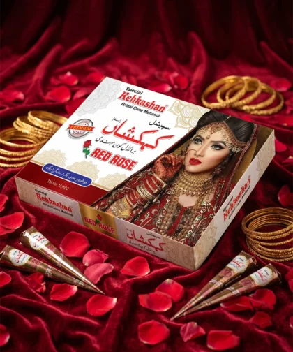 Kehkashan Red Rose Bridal Cone Mehndi